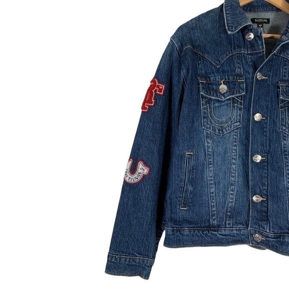 True Religion Oversized Jimmy Trucker Denim Jean Jacket Size Small - Picture 6 of 15